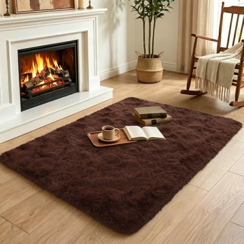 3x5 Brown Fluffy Soft Area Rug Non-Slip for Bedroom Entryway Living Room - Image 4