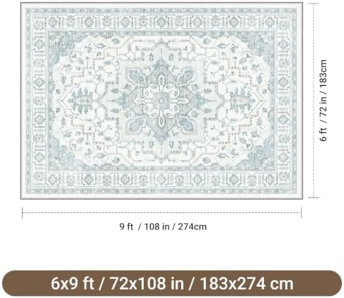 befbee 6x9 Washable Area Rug, Non Slip Rug for Living Room Blue - Image 2