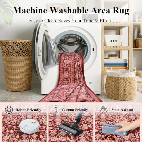 Washable 2x3 Christmas Office Area Rug Non-Slip Xmas Red Throw Carpet - Image 5