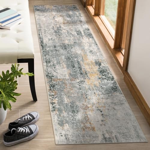 Lahome Modern Abstract Runner Rug - 2x8 Grey Hallway Long Bathroom Rugs with Rubber Backing, Kitchen Carpet Non Skid Indoor Floor Runners for Entryway Laundry Living Bedroom 2' x 8' - Image 7