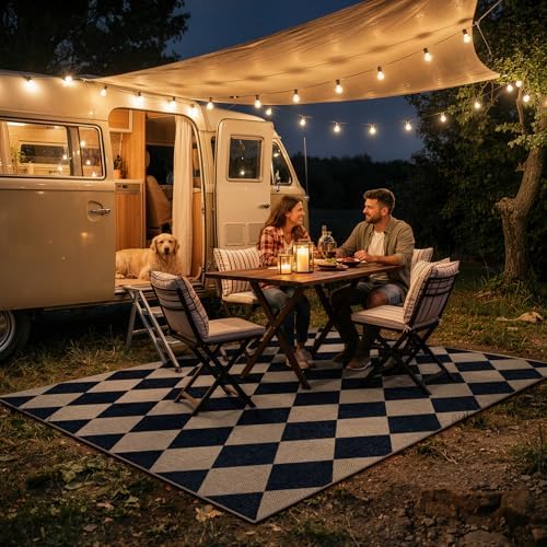 Lahome Checkered Easy Jute 5x7 Outdoor Rug, Washable Rugs for Living Room - Image 3