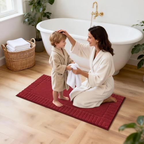 Pauwer Bathroom Rugs Set 5 Piece, Microfiber Bath Mat Set, Red - Image 7