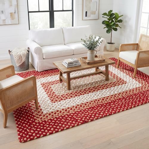 Super Area Rugs 7x9 Farmhouse Braided Cotton Area Rug, Red/Cream/Ivory by SuperAreaRugs