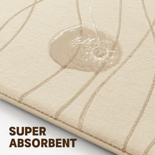 YIHOUSE Bathroom Rugs Set 2 Piece, Memory Foam Bath Mat Khaki - Image 5