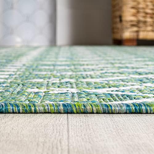 JONATHAN Y Moroccan Geometric Indoor Outdoor Round Area Rug 5 Ft Green/Cream, Ourika Textured Weave for Backyard, Patio, Porch, Easy-Cleaning, High Traffic, Pet-Friendly, Non-Shedding (SMB108L-5R) - Image 4