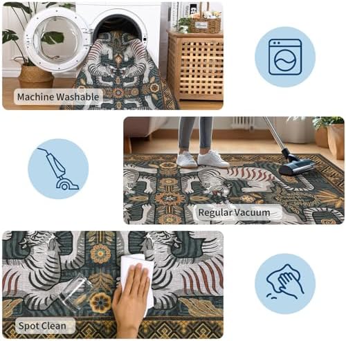 GarveeHome Tiger Print 2.5'x8' Washable Non Slip Runner Boho Hallways Rugs - Image 6
