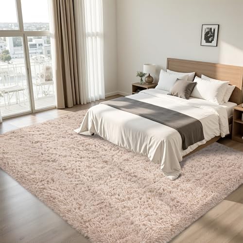 9x12 Area Rug for Living Room,Beige Fluffy Shag Non-Slip Bedroom Rugs - Image 2