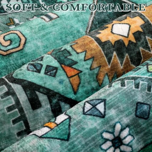 SERISSA 5x7 Washable Non Slip Boho Area Rug for Living Room，Teal - Image 4