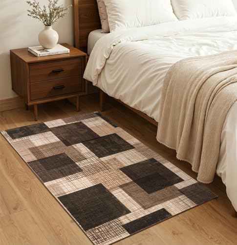 Washable 2x3 Entryway Rug, Throw Rugs with Rubber Backing, Chocolate - Image 5