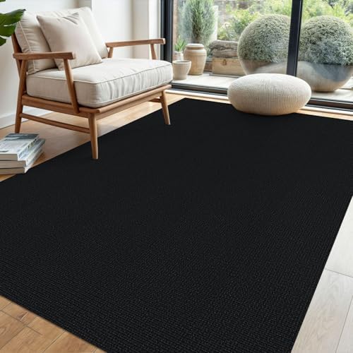 EARTHALL Washable Area Rug, Non Slip Entryway Rug, 4x6 Ft, Black Heather - Image 6