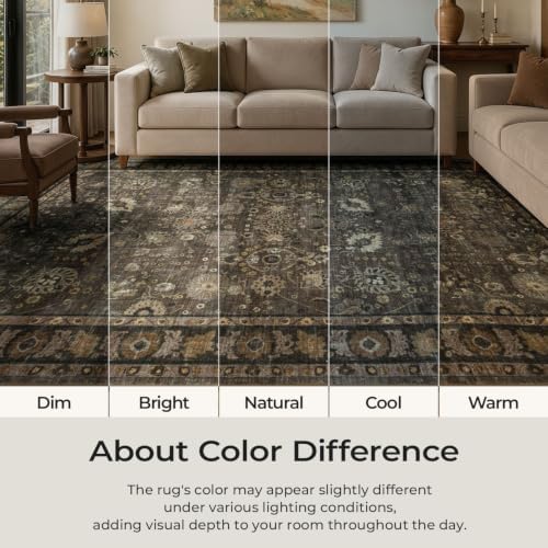 8x10 Brown Area Rugs for Living Room, Washable Non-Slip Soft Rug - Image 5