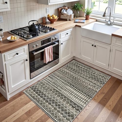 Miukiki 2x3 Entryway Rug Washable Non Slip Moroccan Area Rugs Black - Image 5