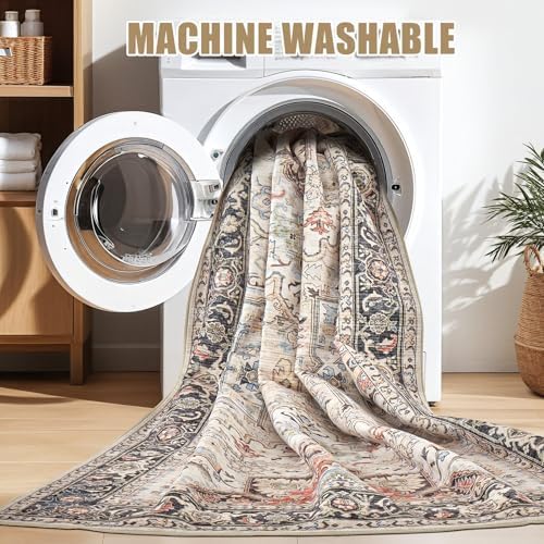 11x14 Area Rugs for Living Room - Large Carpet Ultra Thin Soft Washable Oriental Vintage Floral Distressed Big Indoor Carpets for Bedroom Nursery Dorm Home Decor Aesthetic - Multi Color - Image 4