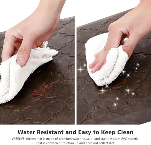 WISELIFE Kitchen Mat Cushioned Anti Fatigue Floor Mat,17.3"x60", Thick Non Slip Waterproof Kitchen Rugs and Mats, Standing Mat for Floor,Home,Office,Desk,Sink, Brown - Image 4