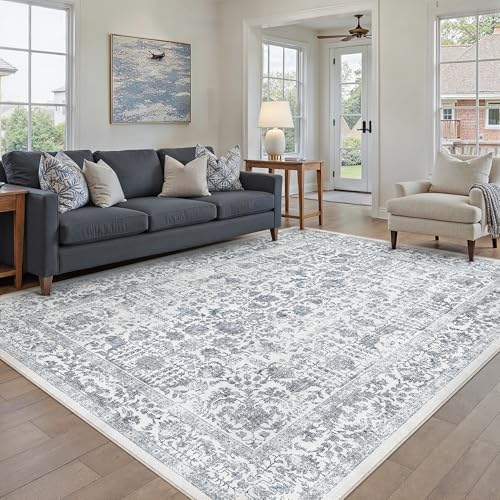 PureCozy Navy Blue Area Rug 5x8 Vintage Floral by PureCozy