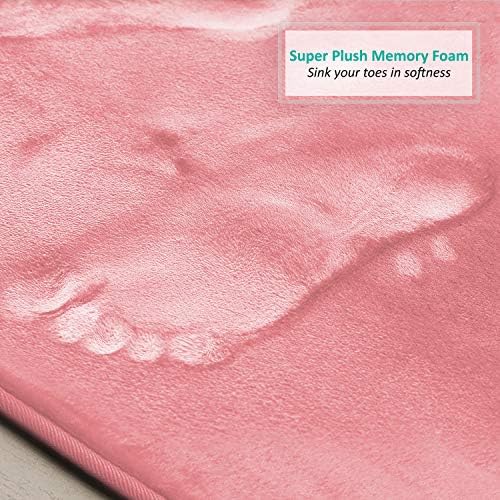 Clara Clark 2 Piece Bathroom Rugs, Velvet Memory Foam Bath Mat Set, Non-Slip Bath Rugs, Machine Wash, Dries Quickly, Ultra Soft Plush Bath Mats for Bathroom, 20 x 32 + Contour, Coral Pink - Image 6