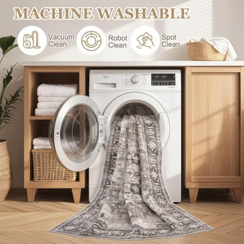 10x10 Square Area Rug: Washable Dark Brown Area Rug for Living Room - Image 4