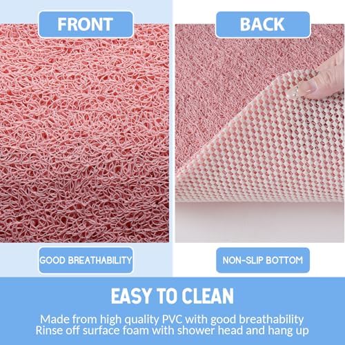 Hargiis Non-Slip Bathtub Mat, 2 Pack Anti Slip Shower Mat, Fast Drying Bathtub Mats, Foot Scrubber Mat, Anti Slip Mat for Tub, Floor, Bathroom, Kitchen, Home, Hotel (Pink 24"×16"+24"×16") - Image 4