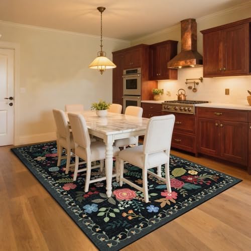 6x9 Washable Area Rugs for Living Room Soft Carpet (Black) - Image 3