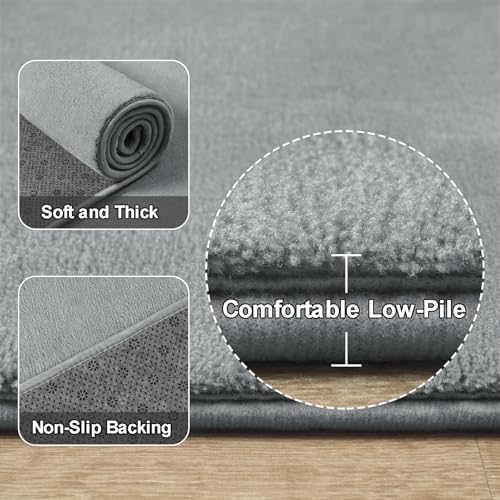 Amearea Grey Round Area Rugs 4ft Circle Rugs for Bedroom Living Room - Image 3