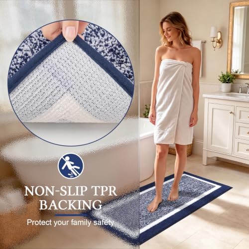 Pauwer Bathroom Rugs Sets 2 Piece, Non Slip Washable Bath Mat, Navy - Image 5