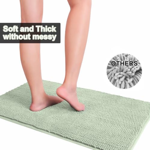 Urvoix Bathroom Rugs Sets 3 Piece, Chenille Bath Mat Set, Light Sage - Image 4
