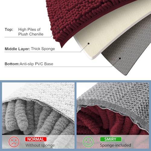 Smiry Bathroom Rugs 59X35, Luxury Chenille Extra Soft Absorbent Bath Mat - Image 5
