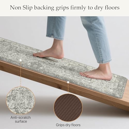 GENIMO Anti Fatigue Kitchen Mats for Floor 2PCS, Standing Rugs,Gray - Image 3