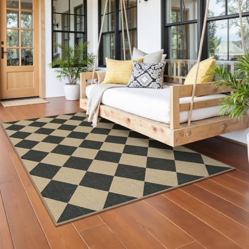 Lessymo Checkered 3x5 Outdoor Patio Rug, Washable Easy Jute for Entryway - Image 6