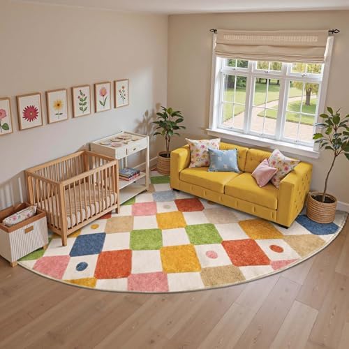 jinchan Corner Rug Washable Kids Rug Colorful Classroom Nursery Play Mat - Image 3