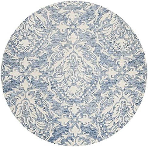 SAFAVIEH Blossom Collection 6' Round Blue/Ivory BLM107B Handmade Premium Wool Area Rug - Image 3