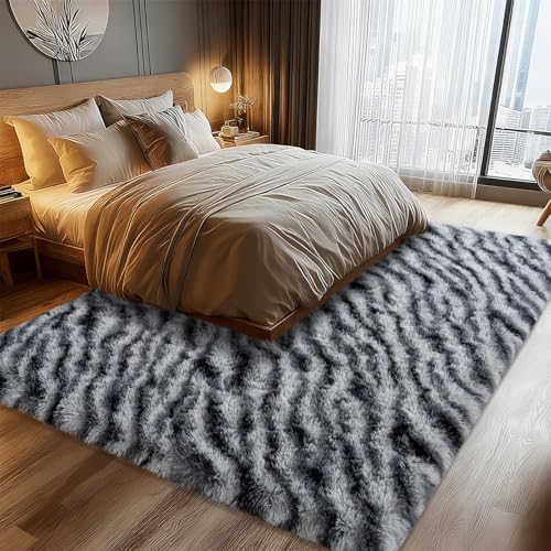 5x7 Zebra Fluffy Rug for Bedroom Living Room Washable Non-Slip - Image 4