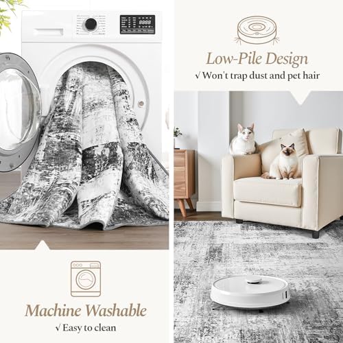 Rugflix 8x10 Area Rugs for Living Room, Washable Grey Large Rug - Image 4