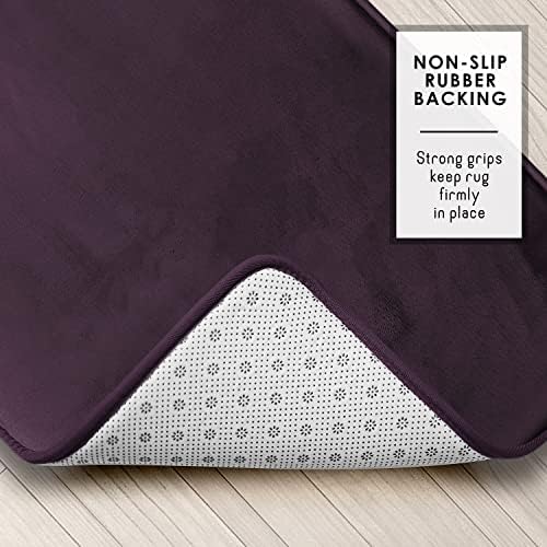 Clara Clark 2 Piece Bathroom Rugs, Velvet Memory Foam Bath Mat Set, Non-Slip Bath Rugs, Machine Wash, Dries Quickly, Ultra Soft Plush Bath Mats for Bathroom, 20 x 32 + Contour, Dark Purple - Image 4