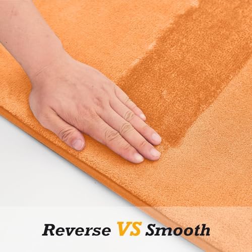 HUXMEYSON Bathroom Rugs Sets 3 Piece, Non-Slip & Quick Dry Bath Mat Set, Ultra Soft Velvet Bath Rugs for Bathroom, Toilet and Shower Floor, Orange - Image 3