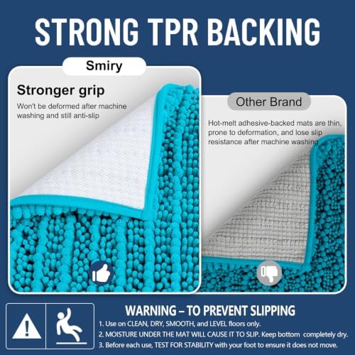 Smiry Bathroom Rugs 30X20, Extra Soft Rubber Backing Chenille Bath Mats - Image 3
