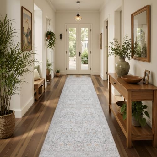 JOLLYVOGUE Runner Rug, 2x8 Washable Vintage Floral Rug, Beige by JOLLYVOGUE