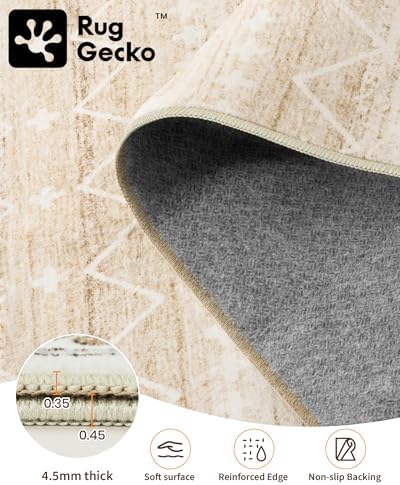 Miukiki 6x9 Area Rug Washable Non Slip Rug for Living Room Beige - Image 3