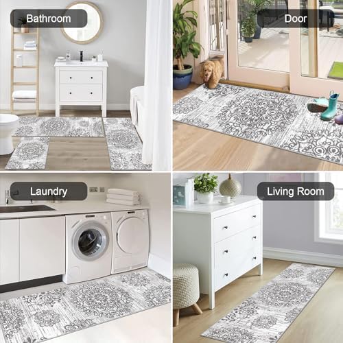 HEBE Boho Kitchen Rugs Set of 3, Non Slip Washable Kitchen Mats for Floor - Image 6