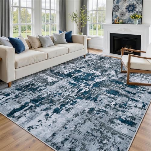 Aelenmu 10x14 Area Rugs for Living Room Washable Dining Room Navy Grey - Image 3