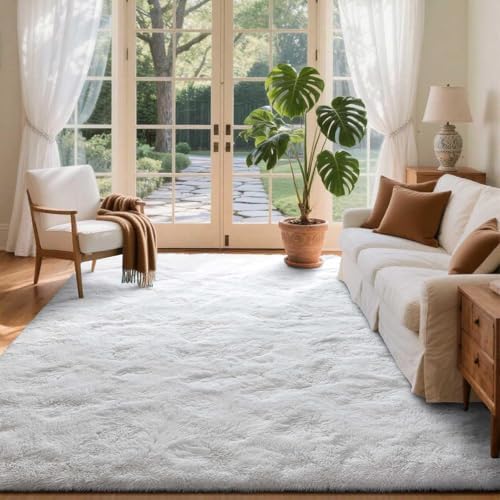 Area Rugs for Living Room, 5x7 Feet Soft Fluffy Shagg Plush Rug High Pile Large Indoor Modern Non-Slip Floor Carpet for Bedroom Nursery Kids Home Room Dorm Decor Aesthetic White by Cuzwlovita