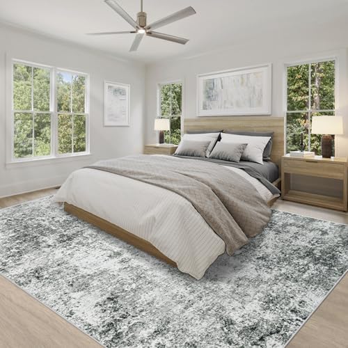 XLUEZ 8x10 Area Rugs for Living Room, Washable Modern Abstract Large Area Rug Neutral Soft Non Slip Kids Rug Stain Resistant Indoor Carpet for Bedroom Nursery Dining Room Playroom(Grey, 8'x10') - Image 4