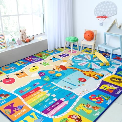 Chicrug 6x9 ABC Kids Rug for Classroom, Washable Non Slip Playroom Play Mat - Image 3
