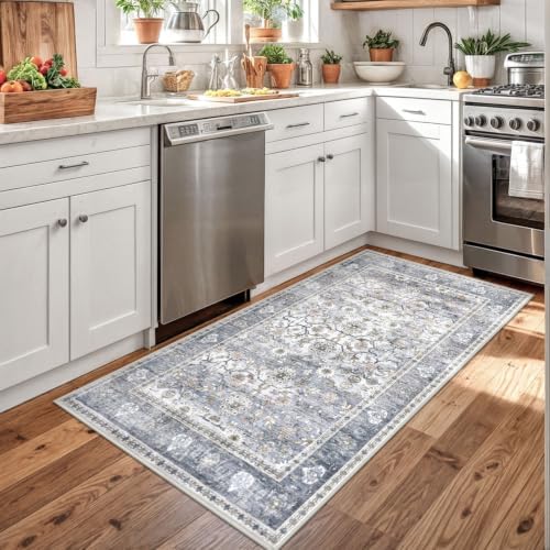 KUTA Vintage Floral 3x5 Rug Washable Entryway Rug Kitchen Carpet - Image 2