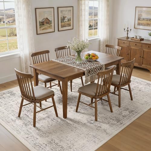 UERMEI 8x10 Area Rug Living Room Rugs - Washable Vintage Soft Large Rug Indoor Floor No Slip Rug Carpet for Bedroom Farmhouse Under Dining Table Home Office Decor - Beige/Camel - Image 5