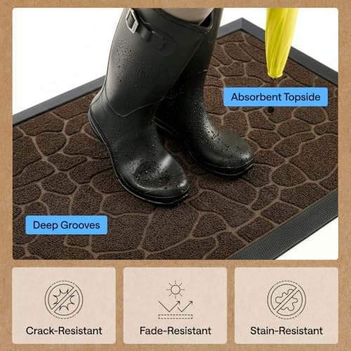 GORILLA GRIP WeatherMAX Door Mat, Indoor Outdoor, 72x24, Dark Brown Pebble - Image 5