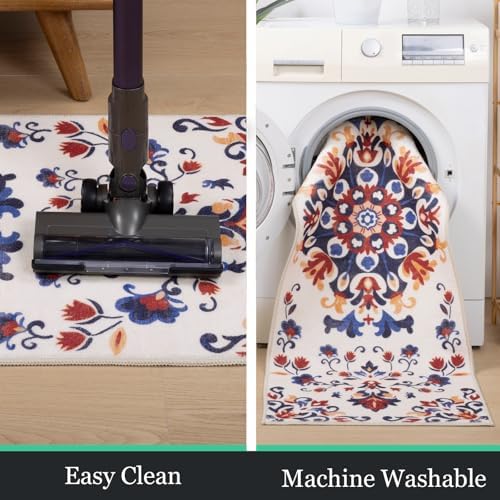 HEBE Boho Kitchen Rugs Set of 3, Non Slip Washable Kitchen Mats for Floor - Image 5