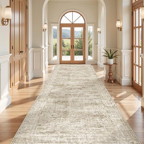 4x12 Runner Rug Non Slip,Washable Hallway Runner Rug,Brown - Image 4