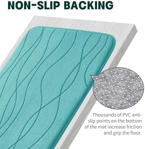 YIHOUSE Bathroom Rugs Set 3 Piece, Memory Foam Bath Mat Teal - Image 7