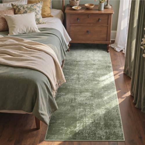 2x6 Ft Abstract Washable Runner Area Rugs for Hallway Green - Image 3